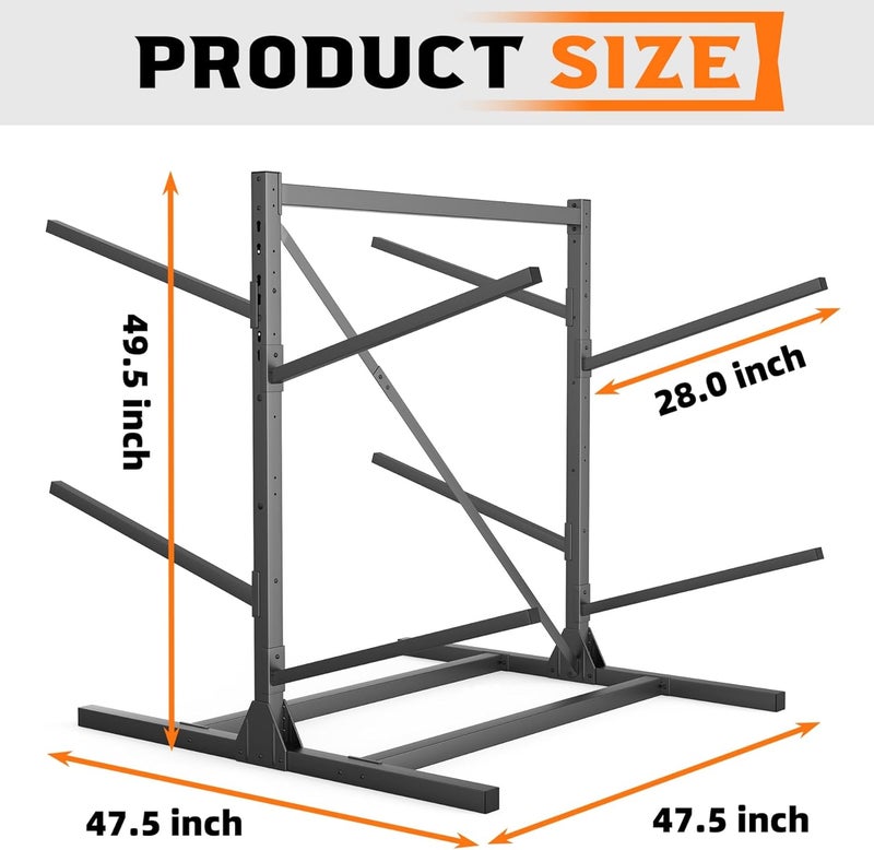 TORACK Garage Floor Kayak Storage Rack, Heavy-Duty Freestanding Metal Kayak Storage Stand - Image 3